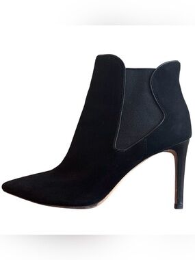 Tory Burch Black Suede Pointed Toe Chelsea Stiletto Ankle Booties 7.5